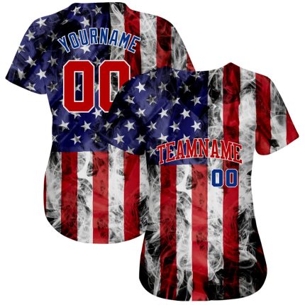 Custom Name and Number 3D American Flag Softball Jersey - Personalized White Red-Royal Fashion Team Apparel Personalized