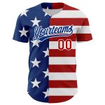 Personalized 3D American Flag Baseball Jersey - Patriotic Red-Royal Design, Authentic Style Personalized White Red-Royal