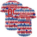 Custom American Flag Baseball Jersey - Personalized 3D Patriotic Jersey with Name & Number in White Red-Royal Personalized