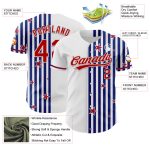 Custom American Flag 3D Baseball Jersey with Personalized Name and Number - White Red-Royal Team Gear Personalized White