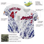 Custom Name Number Baseball Jersey - Personalized 3D Pattern Abstract Splash in White Red-Royal Design Personalized White