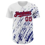 Custom Name Number Baseball Jersey - Personalized 3D Pattern Abstract Splash in White Red-Royal Design Personalized White