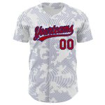 Customizable 3D Pattern Baseball Jersey with Curve Lines | Personalized White Red-Royal Team Name and Number Personalized