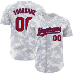 Customizable 3D Pattern Baseball Jersey with Curve Lines | Personalized White Red-Royal Team Name and Number Personalized