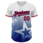 Custom Name and Number 3D Twinkle Star Gradient Baseball Jersey - Personalized Red-Royal Design Personalized White Red-Royal