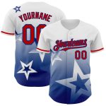 Custom Name and Number 3D Twinkle Star Gradient Baseball Jersey - Personalized Red-Royal Design Personalized White Red-Royal