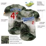 Custom Name and Number Mountains Landscape 3D Pattern Baseball Jersey - Personalized White Red-Royal Design Personalized