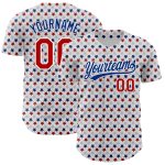 Customizable 3D Pattern Baseball Jersey with Team Name/Number - Personalized White Red-Royal Star Design Personalized White