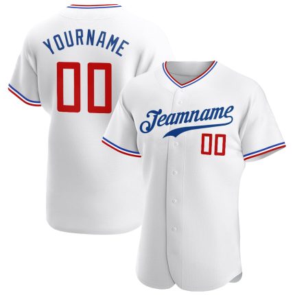 Custom Name and Number Baseball Jersey - Personalized Authentic Red-Royal Team Jersey Personalized White Red-Royal Authentic