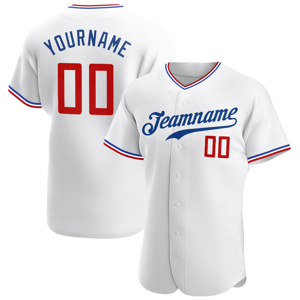 Custom Name and Number Baseball Jersey - Personalized Authentic Red-Royal Team Jersey Personalized White Red-Royal Authentic