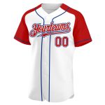 Custom Name and Number Baseball Jersey - Personalized Red-Royal Authentic Raglan Sleeves Team Design Personalized White Red-Royal