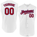 Custom Name Number Authentic Sleeveless Baseball Jersey White Red-Royal - Personalized Team Gear Personalized White Red-Royal