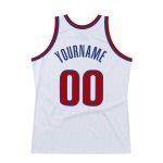 Personalized Authentic Basketball Jersey - White Red-Royal Throwback Design Personalized White Red-Royal Authentic Throwback