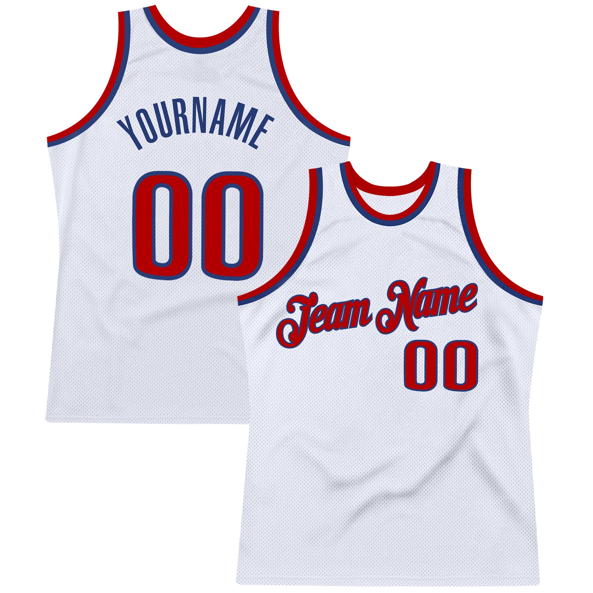 Personalized Authentic Basketball Jersey - White Red-Royal Throwback Design Personalized White Red-Royal Authentic Throwback