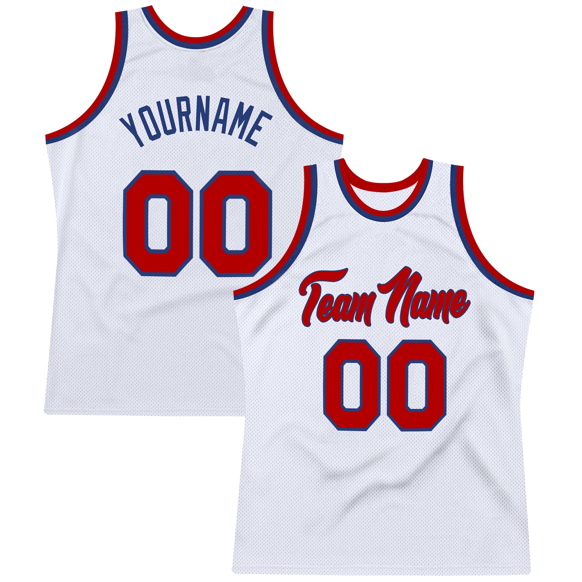 Custom Name Number Authentic Throwback Basketball Jersey - Personalized White Red-Royal Team Jersey Personalized White Red-Royal
