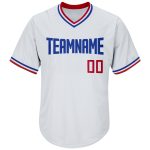 Personalized Authentic Throwback Rib-Knit Baseball Jersey Shirt White Red-Royal Personalized White Red-Royal Authentic Throwback