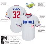 Personalized Authentic Throwback Rib-Knit Baseball Jersey Shirt White Red-Royal Personalized White Red-Royal Authentic Throwback