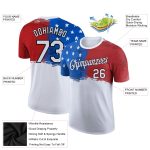 Custom 3D American Flag T-Shirt for Team - Personalized Patriotic Performance Tee with Name and Number, White Red Royal-Black
