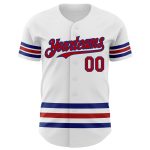 Custom Name and Number Baseball Jersey - Personalized Authentic White Red-Royal Line Personalized White Red-Royal Line Authentic