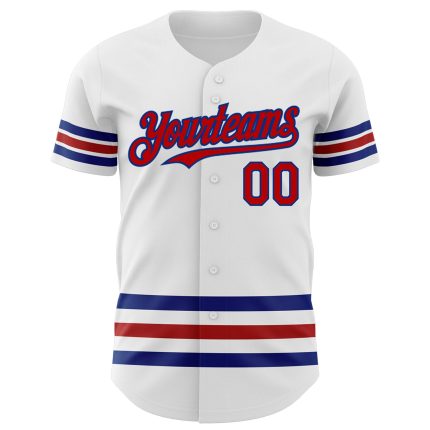 Custom Name and Number Baseball Jersey - Personalized Authentic White Red-Royal Line Personalized White Red-Royal Line Authentic