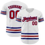 Custom Name and Number Baseball Jersey - Personalized Authentic White Red-Royal Line Personalized White Red-Royal Line Authentic