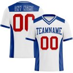 Personalized Red-Royal Mesh Football Jersey - Custom Authentic Team Apparel Personalized White Red-Royal Mesh Authentic Football
