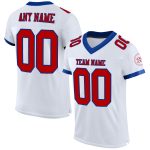 Custom Name and Number Personalized Football Jersey in White Red-Royal Mesh - Authentic Team Apparel Personalized White Red-Royal
