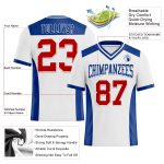 Personalized Red-Royal Mesh Football Jersey - Custom Authentic Team Apparel Personalized White Red-Royal Mesh Authentic Football