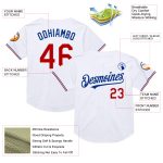 Custom Red-Royal Authentic Throwback Baseball Jersey - Personalized White Mesh Design Personalized White Red-Royal Mesh Authentic