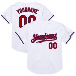 Custom Name Number Personalized Throwback Baseball Jersey - White Red-Royal Authentic Mesh Team Jersey Personalized White