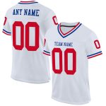 Customizable Red and White Mesh Football Jersey with Personalized Name and Number - Authentic Throwback Team Gear Personalized