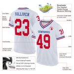 Customizable Red and White Mesh Football Jersey with Personalized Name and Number - Authentic Throwback Team Gear Personalized