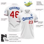 Personalized Performance Golf Polo Shirt - White Red-Royal Color Personalized White Red-Royal Performance Vapor Golf Polo