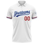 Personalized Performance Golf Polo Shirt - White Red-Royal Color Personalized White Red-Royal Performance Vapor Golf Polo