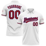 Custom Team Name Number Personalized Performance Vapor Golf Polo Shirt Red-Royal White Personalized White Red-Royal Performance