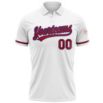 Custom Team Name Number Personalized Performance Vapor Golf Polo Shirt Red-Royal White Personalized White Red-Royal Performance