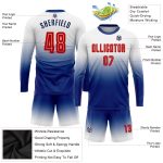 Custom Name Number Soccer Jersey Long Sleeve Fade Fashion Personalized Red-Royal Sublimation Team Uniform Personalized White