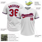 Personalized Unisex Softball Jersey - White and Red-Royal Two-Button Design Personalized White Red-Royal Two-Button Unisex