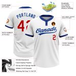 Custom Name Number Unisex Softball Jersey Personalized White Red-Royal Two-Button Team Gear Personalized White Red-Royal