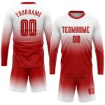 Custom Name Number Soccer Jersey Long Sleeve Fade Fashion Personalized White Red Sublimation Team Uniform Personalized White