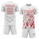 Personalized Red White Soccer Jersey Uniform - Custom Sublimation Team Apparel Personalized White Red Sublimation Soccer