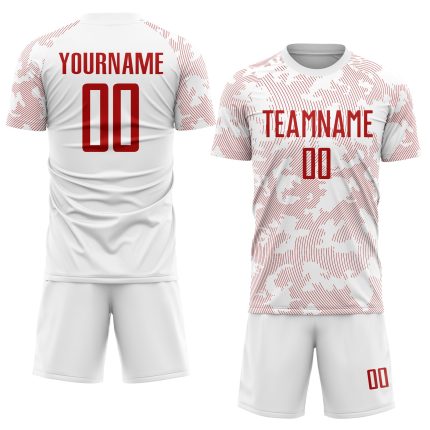 Custom Team Soccer Jersey - Personalized White Red Sublimation Uniform with Name and Number Personalized White Red Sublimation