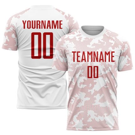 Custom Team Soccer Jersey - Personalized White Red Sublimation Uniform with Name and Number Personalized White Red Sublimation