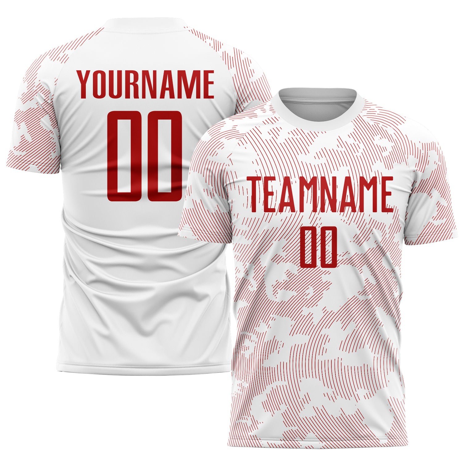 Custom Team Soccer Jersey - Personalized White Red Sublimation Uniform with Name and Number Personalized White Red Sublimation