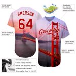 Custom Name and Number Personalized 3D Golden Gate Bridge Baseball Jersey in Red and White Design Personalized White Red-White