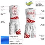 Custom Name Number Jersey Sublimation Basketball Suit with Personalized Red White Wind Shapes Round Neck Design Personalized