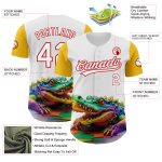 Custom Name Number Personalized Colorful Crocodile 3D Pattern Baseball Jersey Red Yellow White Design Authentic Team Personalized