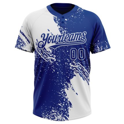 Custom Name and Number Unisex Softball Jersey - Personalized White 3D Abstract Brush Stroke Two-Button Design Personalized