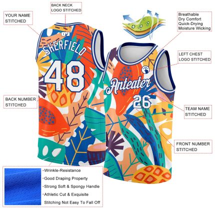 Custom Tropical Hawaii Plant Basketball Jersey with 3D Pattern - Personalized White Team Name & Number Personalized White
