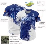 Custom Name Number Baseball Jersey - Personalized White 3D Pattern Abstract Brush Stroke Design Personalized White Royal